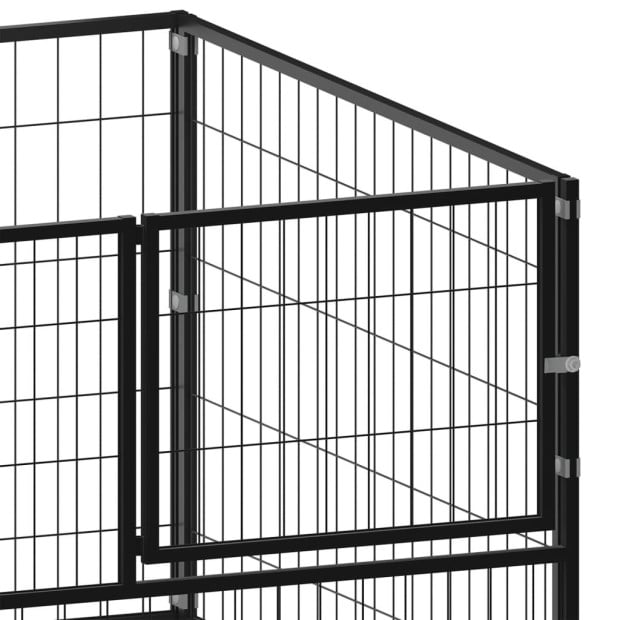 Dog Kennel Black 200x100x70 Cm Steel Image 4