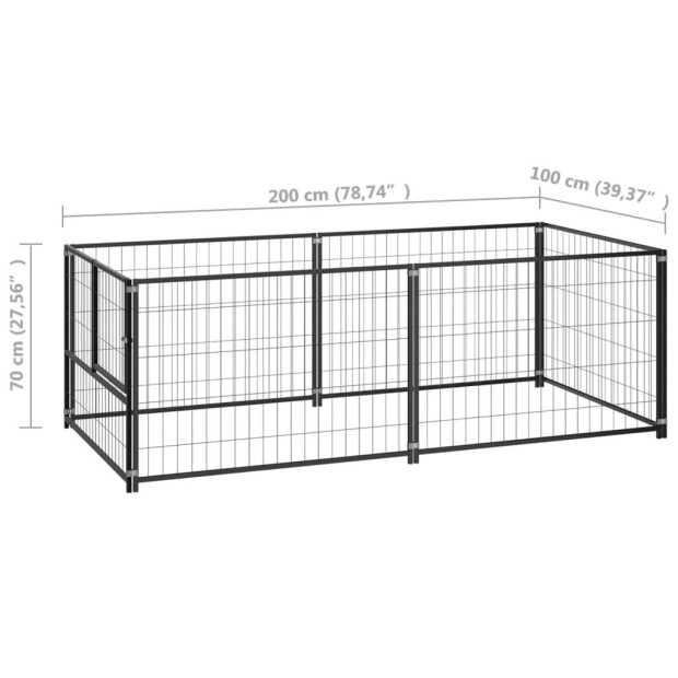 Dog Kennel Black 200x100x70 Cm Steel Image 5