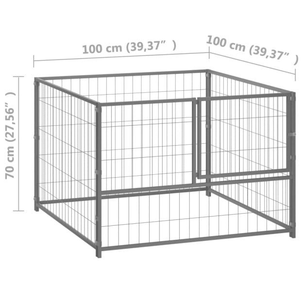 Dog Kennel Silver 100x100x70 Cm Steel Image 5