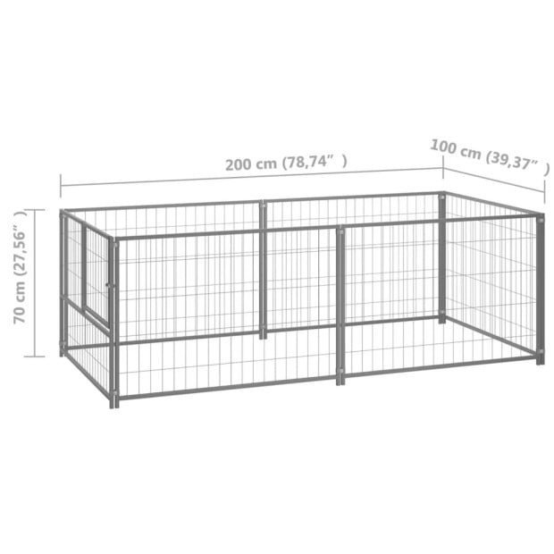 Dog Kennel Silver 200x100x70 Cm Steel Image 5