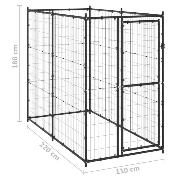 Outdoor Dog Kennel Steel 110x220x180 Cm Image 6