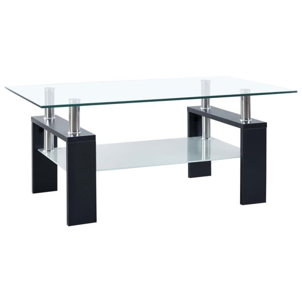Coffee Table Black And Transparent 95x55x40cm Tempered Glass