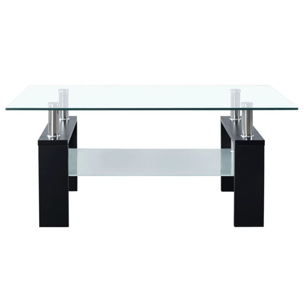Coffee Table Black And Transparent 95x55x40cm Tempered Glass Image 2