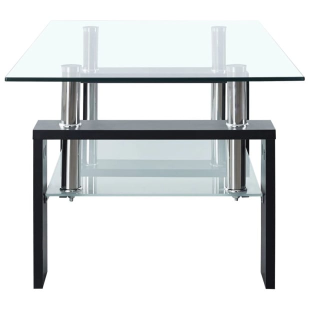 Coffee Table Black And Transparent 95x55x40cm Tempered Glass Image 3