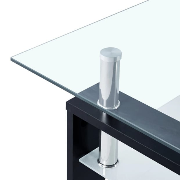 Coffee Table Black And Transparent 95x55x40cm Tempered Glass Image 4