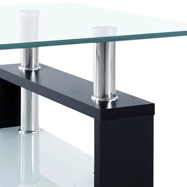 Coffee Table Black And Transparent 95x55x40cm Tempered Glass Image 5