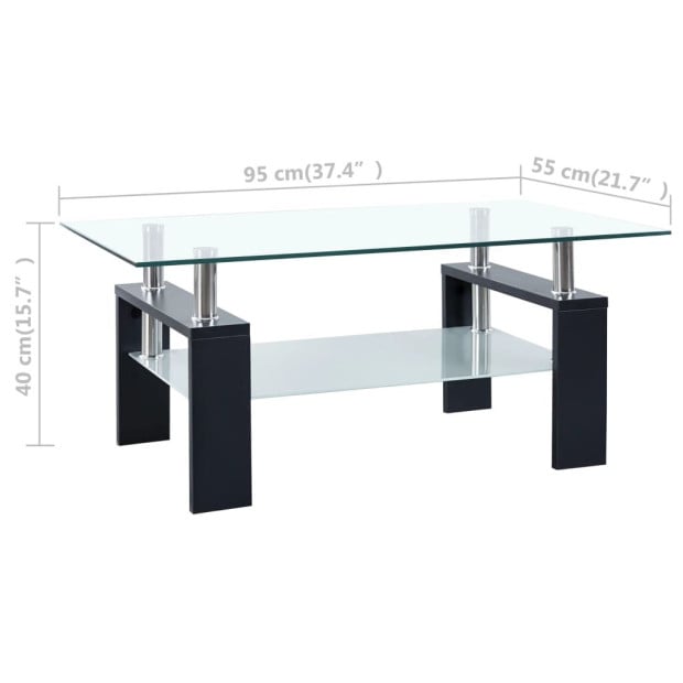 Coffee Table Black And Transparent 95x55x40cm Tempered Glass Image 6
