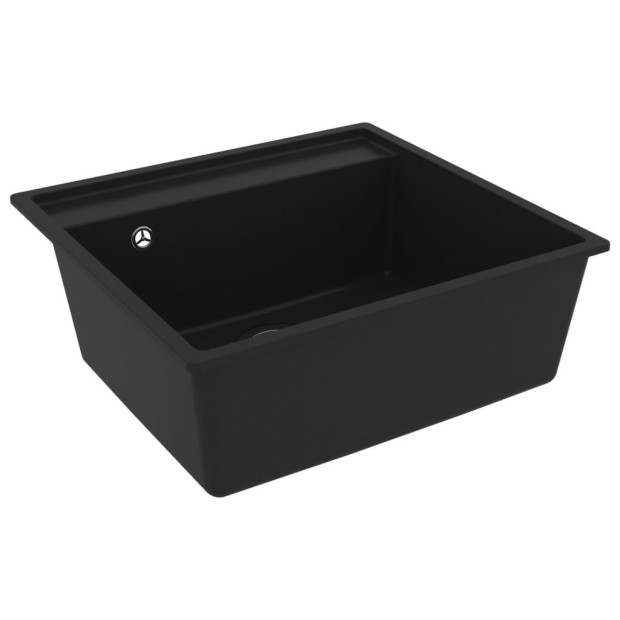 Kitchen Sink With Overflow Hole Black Granite 530 x 500 x 203 mm Image 4