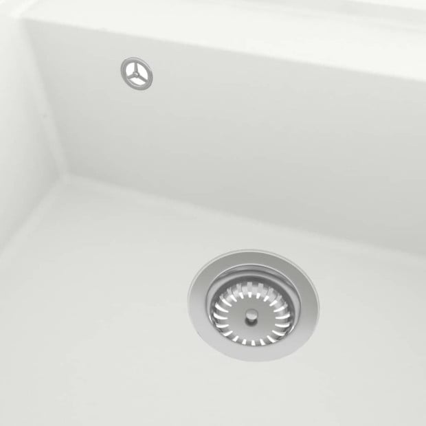 Kitchen Sink With Overflow Hole White Granite Image 3