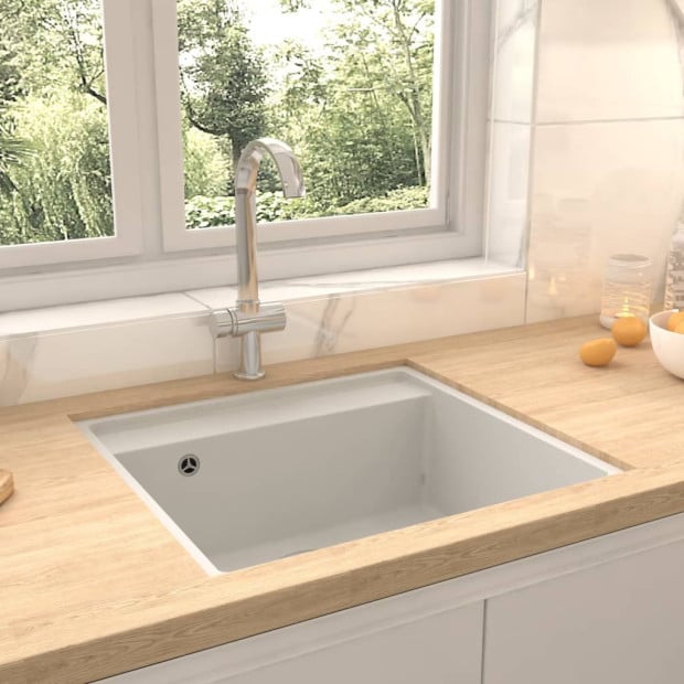 Kitchen Sink With Overflow Hole White Granite
