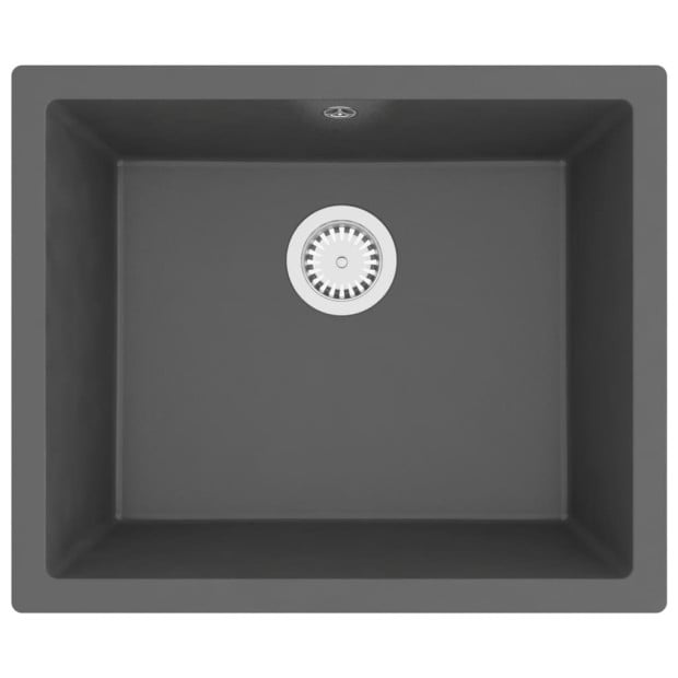 Kitchen Sink With Overflow Hole Grey Granite Image 2
