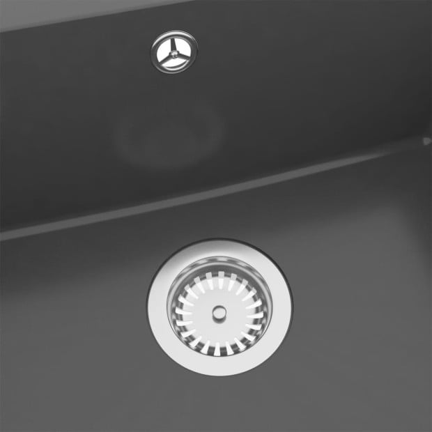 Kitchen Sink With Overflow Hole Grey Granite Image 3