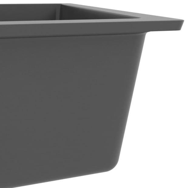 Kitchen Sink With Overflow Hole Grey Granite Image 6