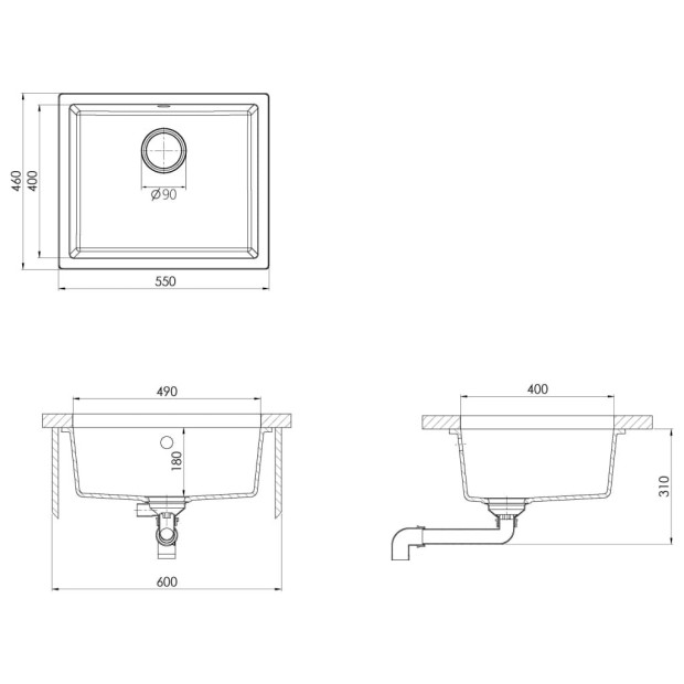 Kitchen Sink With Overflow Hole Grey Granite Image 8