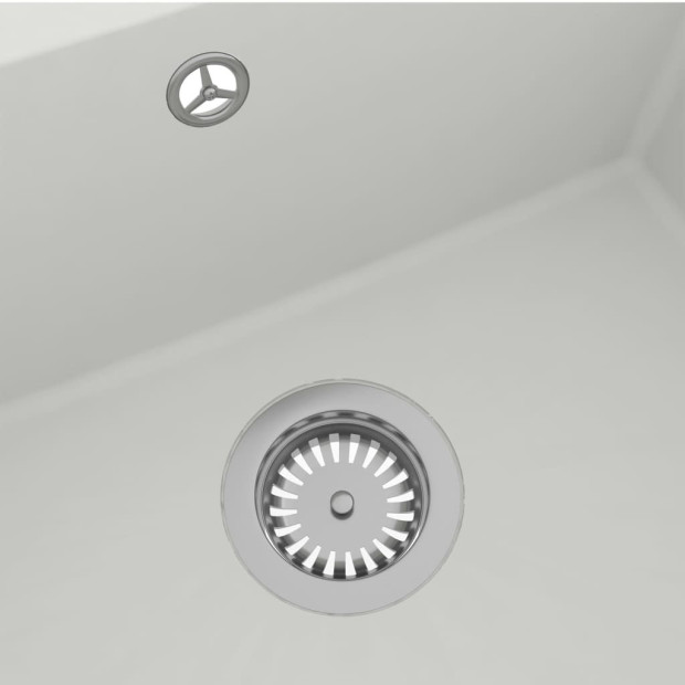 Kitchen Sink With Overflow Hole White Granite Image 3