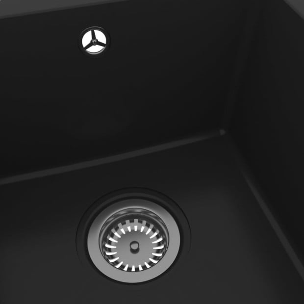 Kitchen Sink With Overflow Hole Black Granite 380 x 460 x 194 mm Image 3