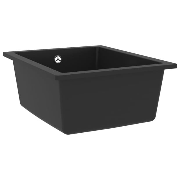 Kitchen Sink With Overflow Hole Black Granite 380 x 460 x 194 mm Image 4
