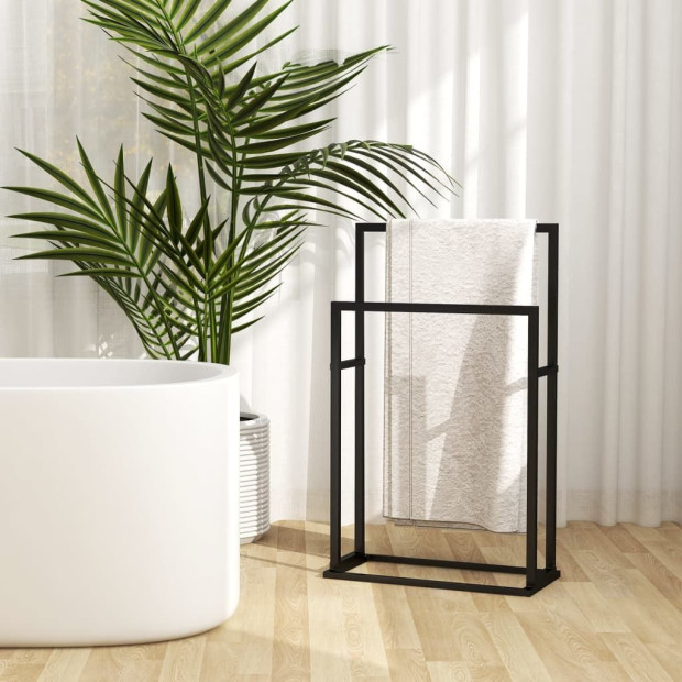 Freestanding Towel Rack Black 48 x 24 x 78.5cm Iron Image 2