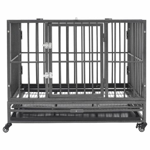 Dog Cage With Wheels Steel 92x62x76 Cm Image 2