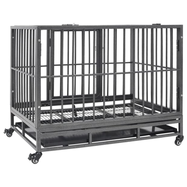 Dog Cage With Wheels Steel 92x62x76 Cm Image 4