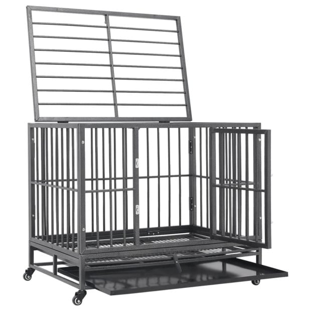 Dog Cage With Wheels Steel 92x62x76 Cm Image 5