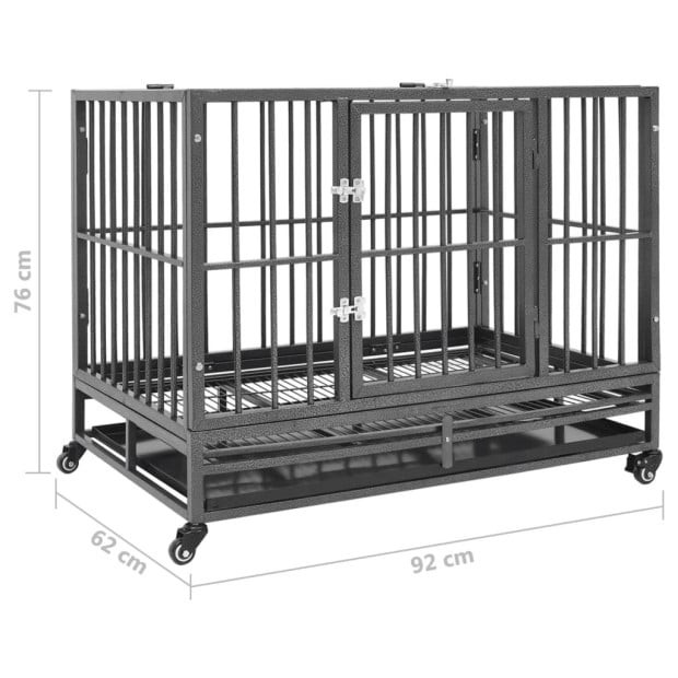Dog Cage With Wheels Steel 92x62x76 Cm Image 8