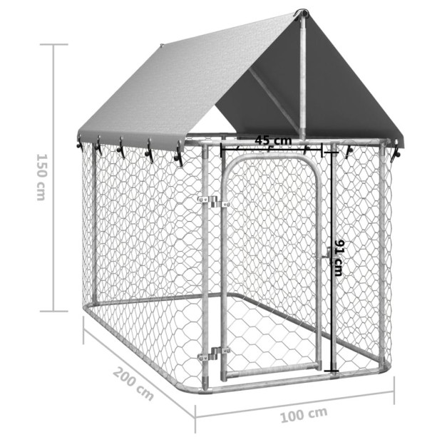 Outdoor Dog Kennel With Roof 200x100x150 Cm Image 5
