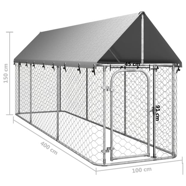 Outdoor Dog Kennel With Roof 400x100x150cm Image 5