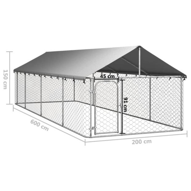 Outdoor Dog Kennel With Roof 600x200x150cm Image 5
