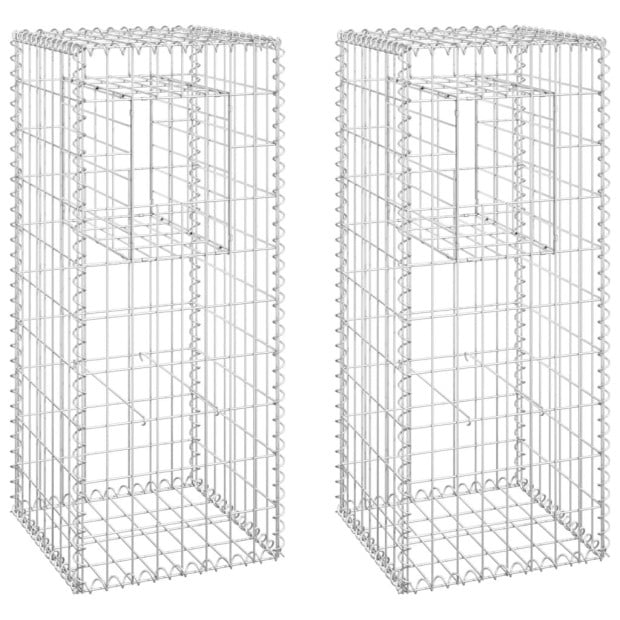 Gabion Basket Posts 2 Pcs 40x40x100 Cm Iron Image 2