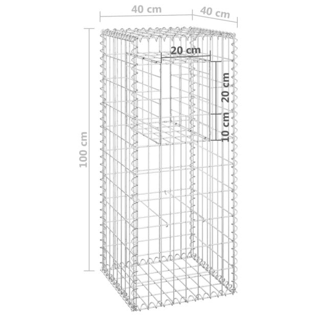 Gabion Basket Posts 2 Pcs 40x40x100 Cm Iron Image 7