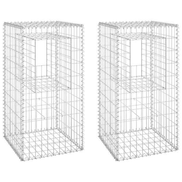 Gabion Basket Posts 2 Pcs 50x50x100 Cm Iron Image 2