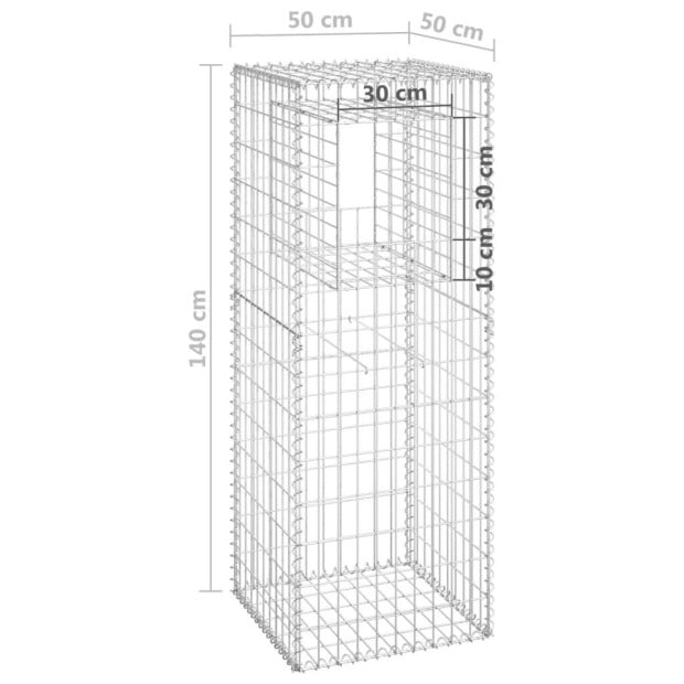 Gabion Basket Posts 2 Pcs 50x50x140cm Iron Image 7