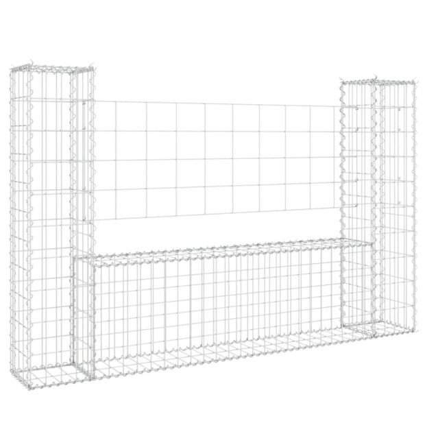 U-shape Gabion Basket With 2 Posts Iron 140x20x100 Cm Image 2