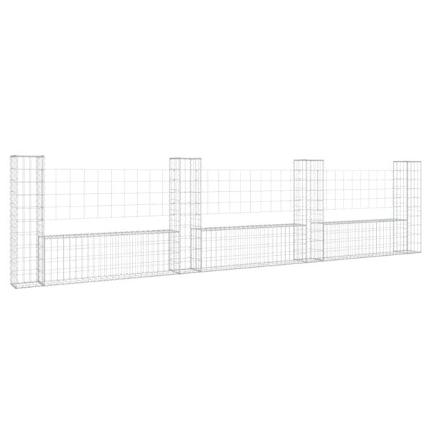 U-shape Gabion Basket With 4 Posts Iron 380x20x100 Cm Image 2