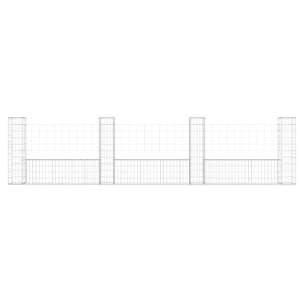U-shape Gabion Basket With 4 Posts Iron 380x20x100 Cm Image 3