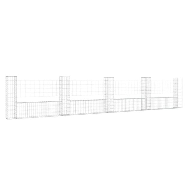 U-shape Gabion Basket With 5 Posts Iron 500x20x100 Cm Image 2