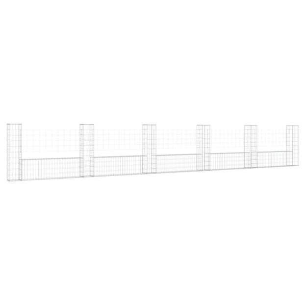 U-shape Gabion Basket With 6 Posts Iron 620x20x100 Cm Image 2