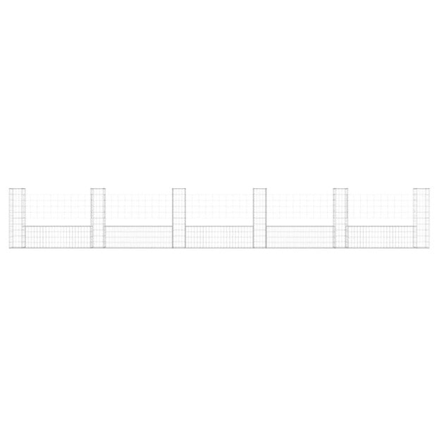 U-shape Gabion Basket With 6 Posts Iron 620x20x100 Cm Image 3