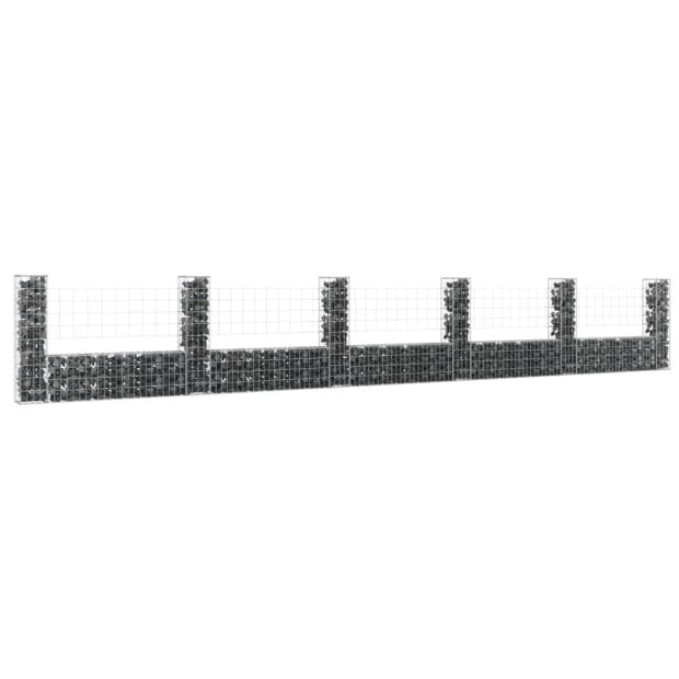 U-shape Gabion Basket With 6 Posts Iron 620x20x100 Cm
