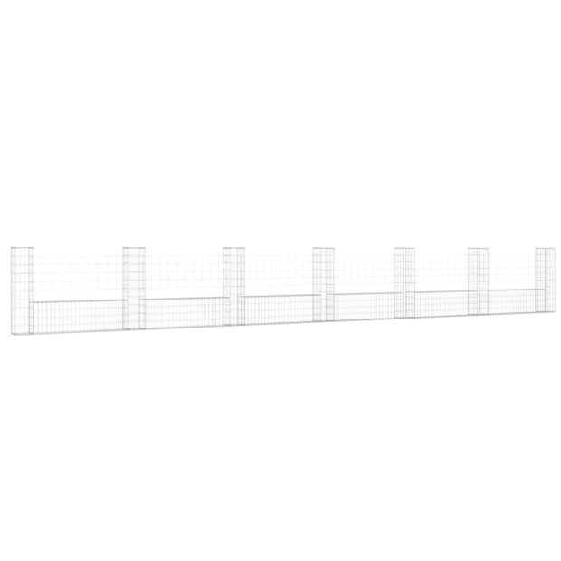 U-shape Gabion Basket With 7 Posts Iron 740x20x100cm Image 2
