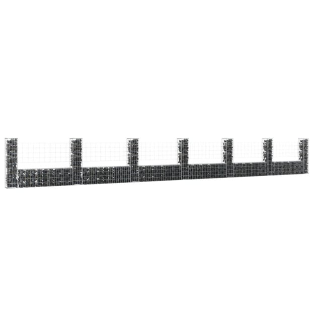 U-shape Gabion Basket With 7 Posts Iron 740x20x100cm