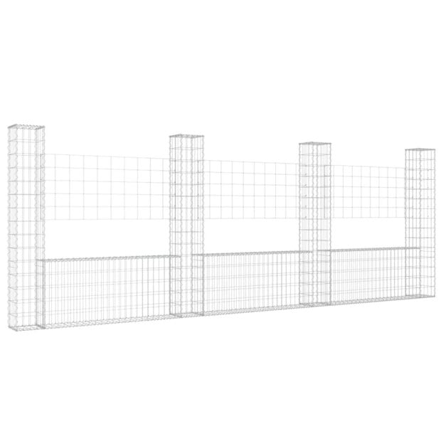 U-shape Gabion Basket With 4 Posts Iron 380x20x150cm Image 2