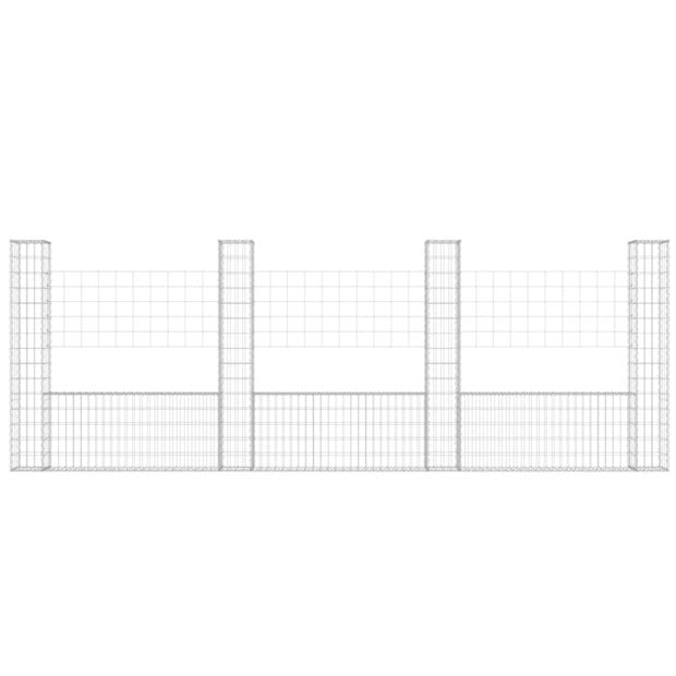 U-shape Gabion Basket With 4 Posts Iron 380x20x150cm Image 3