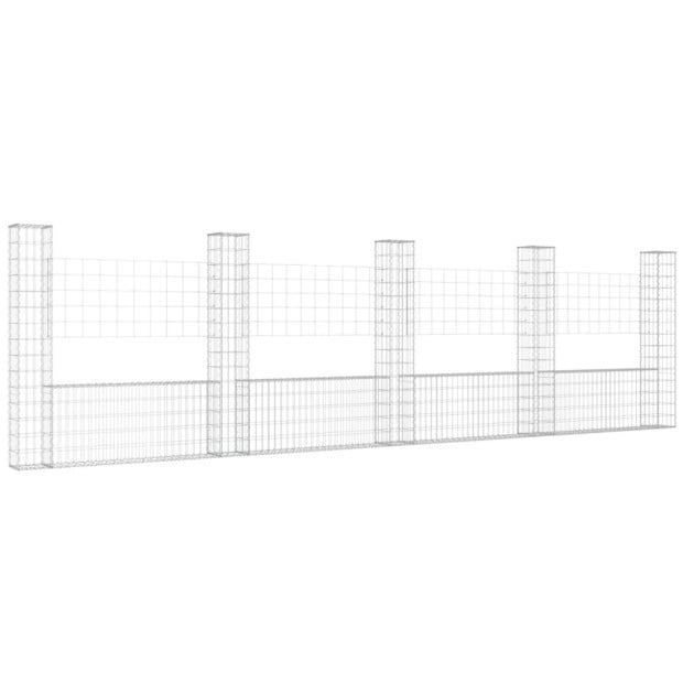 U-shape Gabion Basket With 5 Posts Iron 500x20x150cm Image 2