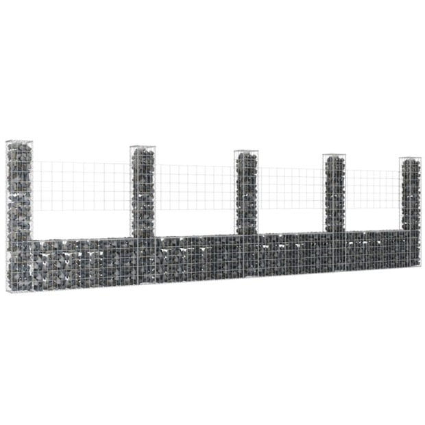 U-shape Gabion Basket With 5 Posts Iron 500x20x150cm
