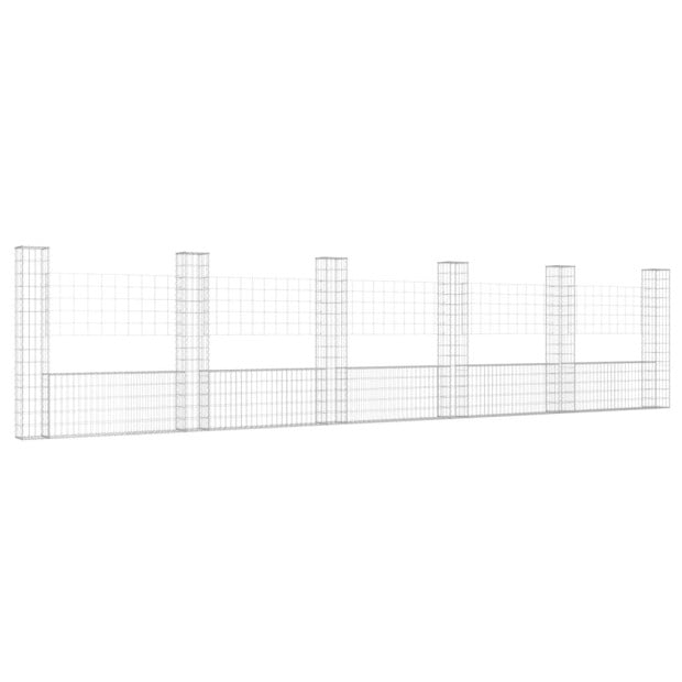 U-shape Gabion Basket With 6 Posts Iron 620x20x150cm Image 2