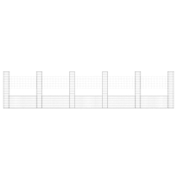 U-shape Gabion Basket With 6 Posts Iron 620x20x150cm Image 3