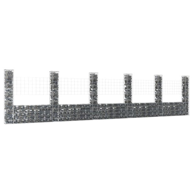 U-shape Gabion Basket With 6 Posts Iron 620x20x150cm