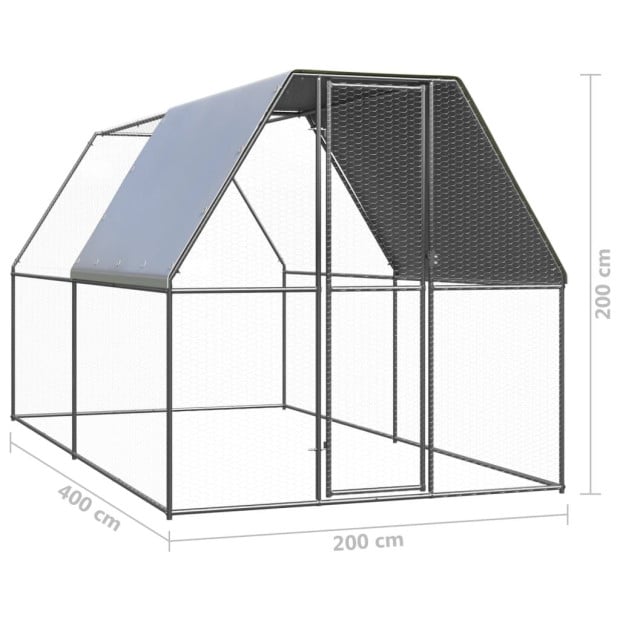 Outdoor Chicken Cage 2m x 2m x 2m Galvanised Steel Image 5